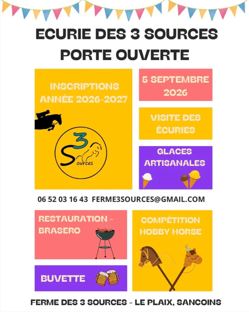 Affiche des portes ouvertes des écuries des 3 Sources